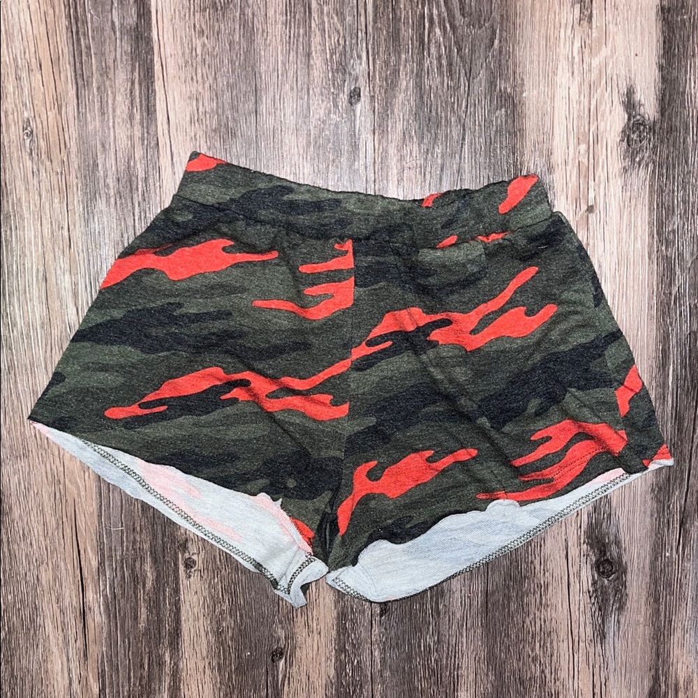 Fashion Nova Red, Green & Black Camo Shorts